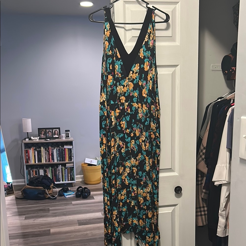 Lane Bryant Yellow and Orange High Low Sundress V-Neck Sleeveless